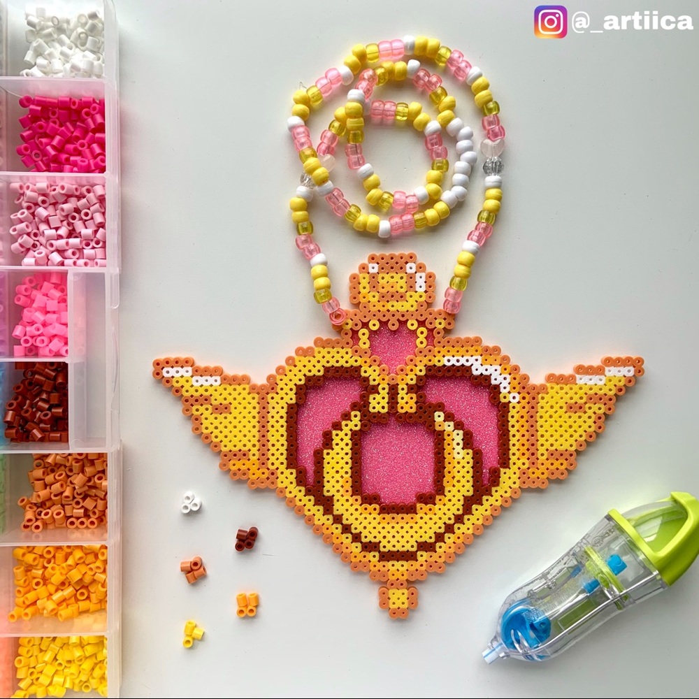 Sailor moon perler necklace